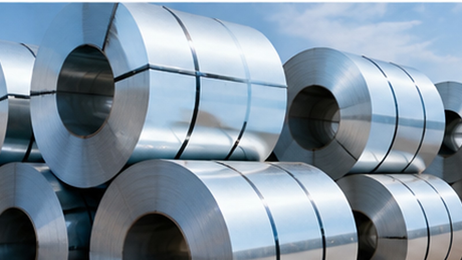 Galvanized steel coils in storage